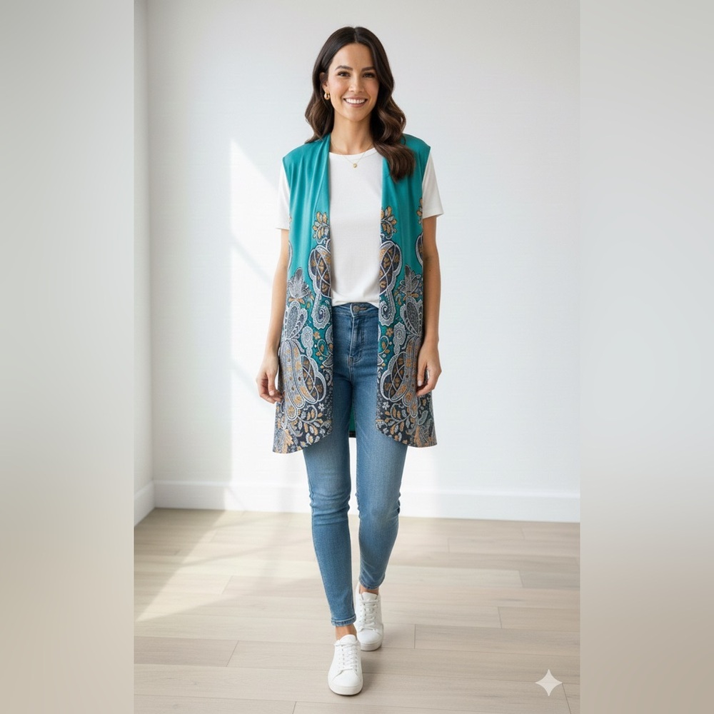 PAPERMOON Womens Teal Green Caputo Kimono Size M